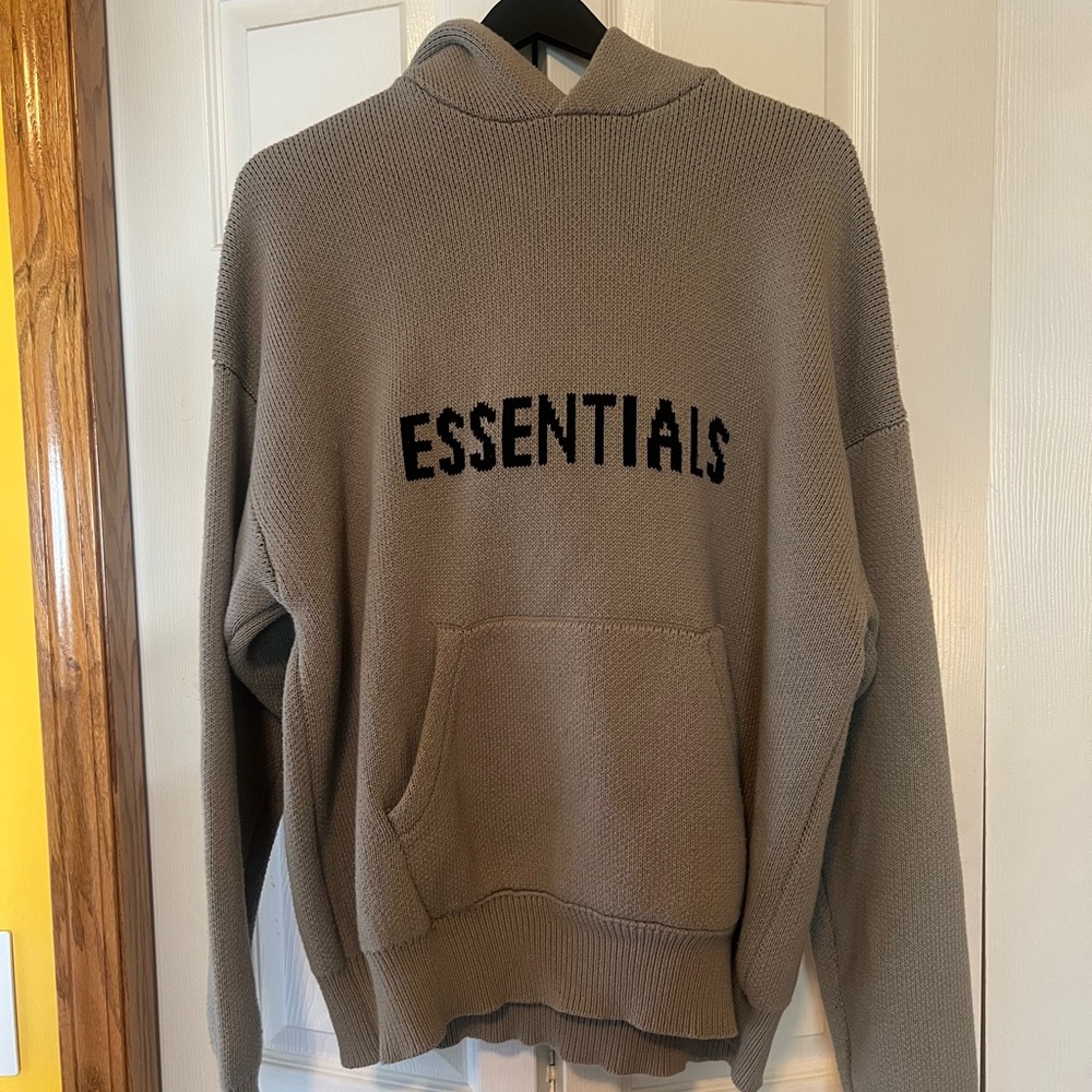 ESSENTIALS Men’s Taupe Crewneck Hoodie Sweater